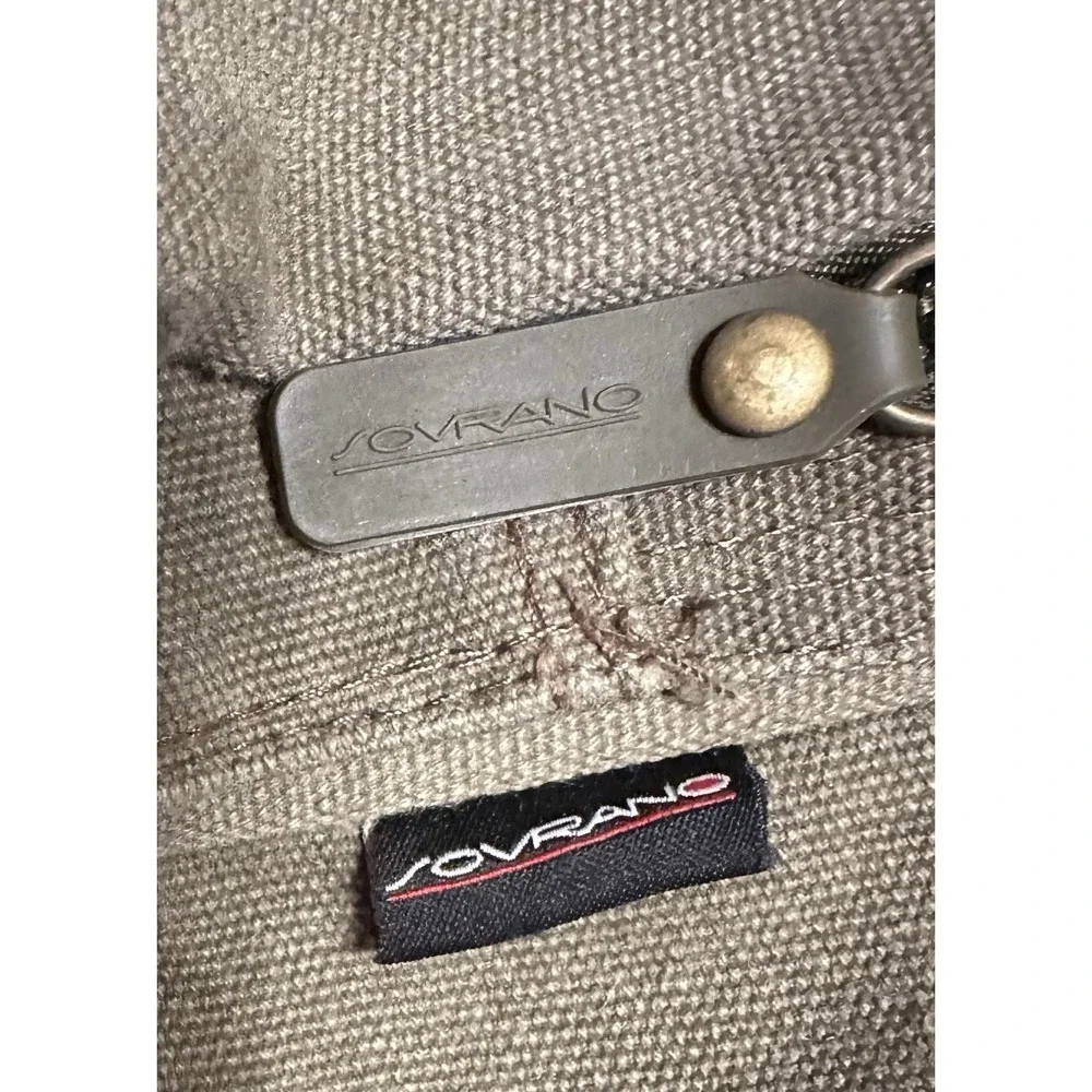 Sovrano Olive Canvas Messenger Bag Crossbody - Qdoba Logo'd